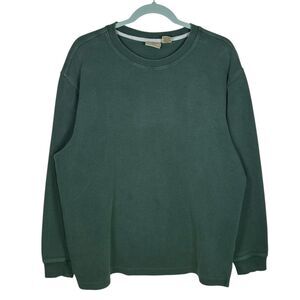 LL Bean Shirt Mens Large Green Thermal Base Layer Pullover Sweatshirt Vtg Casual